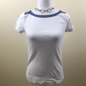 LRL green label Short Sleeve Sz S white blue trim